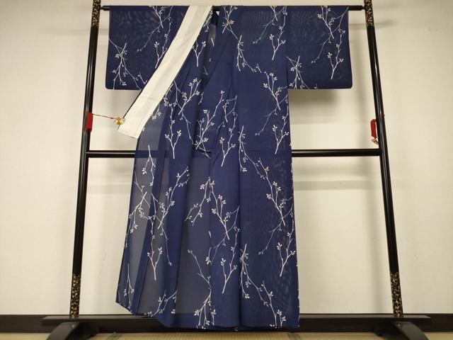 平和屋着物＊夏物 小紋 絽 枝花文 正絹 逸品 AABA2842jd