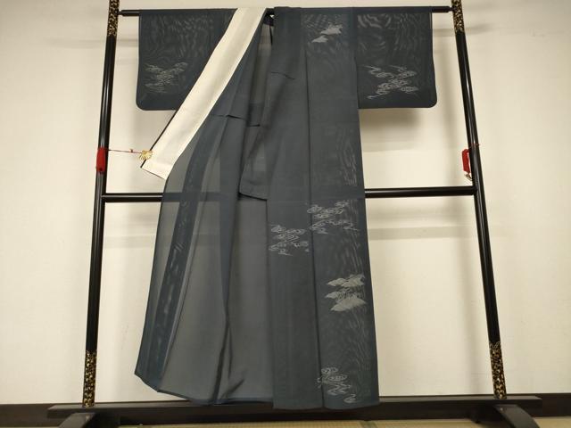 【逸品】●作家訪問着●縮緬●流水文様● 平和屋着物＊夏物 訪問着 絽 流水立波文 正絹 逸品 AABA2843jd