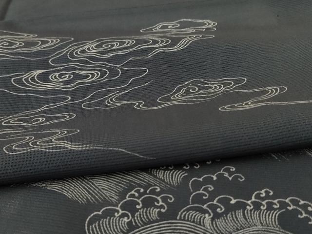 【逸品】●作家訪問着●縮緬●流水文様● 平和屋着物＊夏物 訪問着 絽 流水立波文 正絹 逸品 AABA2843jd