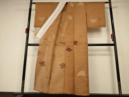 平和屋着物＊夏物　小千谷ちぢみ　枝葉文　麻　逸品　未使用　AABA2844jd