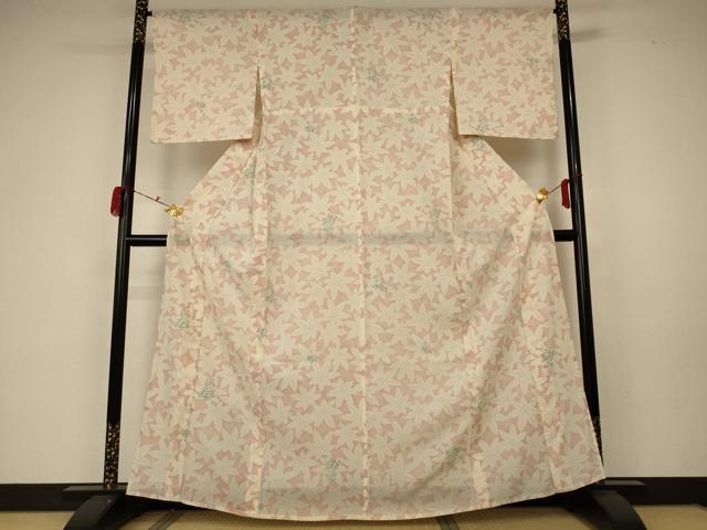 平和屋着物＊夏物 小紋 絽 楓文 正絹 逸品 AABA2845jd