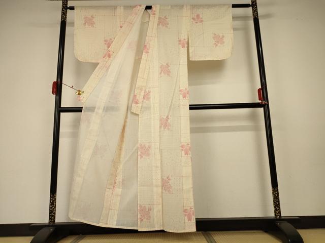 平和屋着物＊夏物 小紋 紗 幾何学花文 AABA2853jd