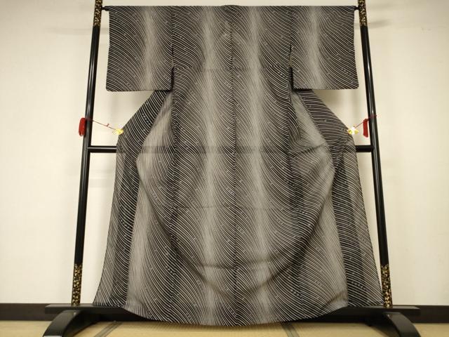 平和屋着物＊夏物 小紋 絽 枝葉文 洗える着物 AABA2857jd
