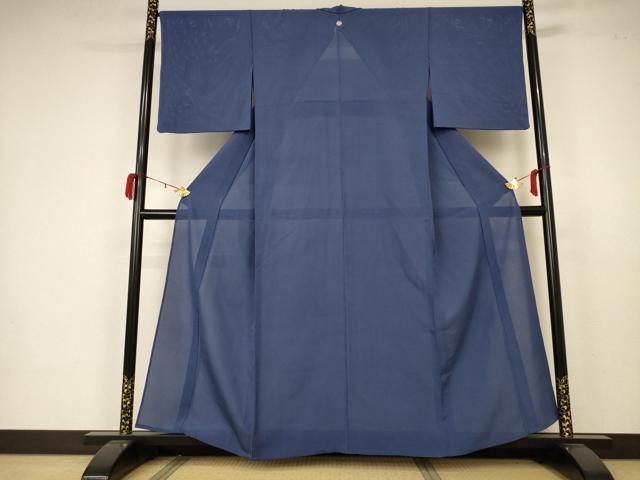 平和屋着物＊夏物 色無地 絽 紺鼠色 正絹 逸品 AABA2858jd