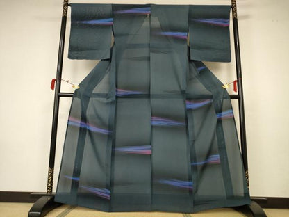 平和屋着物＊夏物 小紋 絽 霞文 暈し染め 正絹 逸品 未使用 AABA2859jd
