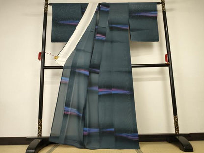 平和屋着物＊夏物 小紋 絽 霞文 暈し染め 正絹 逸品 未使用 AABA2859jd