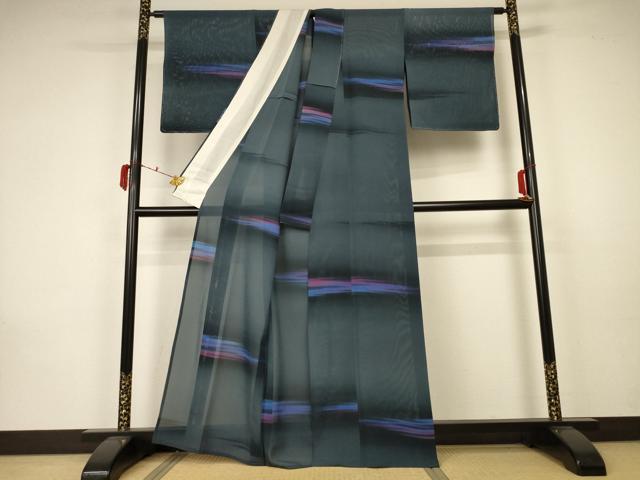 平和屋着物＊夏物 小紋 絽 霞文 暈し染め 正絹 逸品 未使用 AABA2859jd
