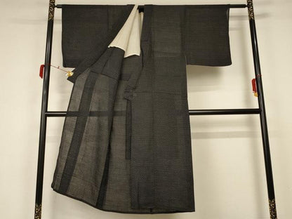 平和屋着物＊夏物　男性　紗紬　絣文　正絹　逸品　AABA2862jd