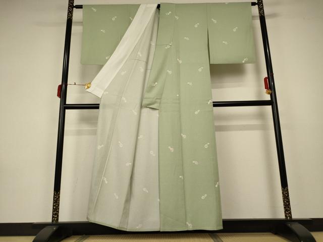 平和屋着物＊夏物 小紋 絽 瓢箪花文 五泉 反端付き 正絹 逸品 AABA2864jd