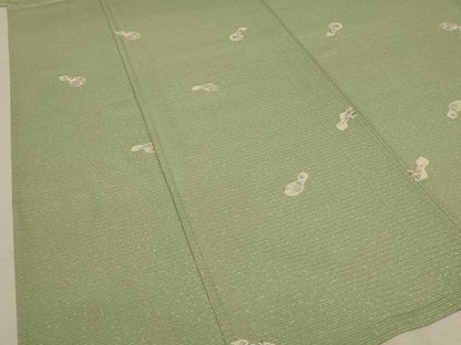平和屋着物＊夏物 小紋 絽 瓢箪花文 五泉 反端付き 正絹 逸品 AABA2864jd