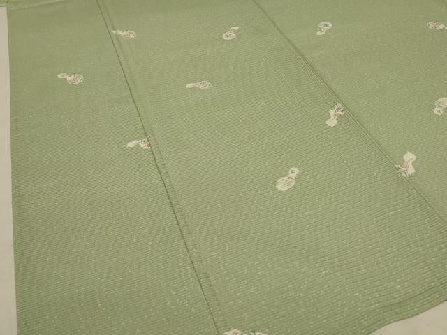 平和屋着物＊夏物 小紋 絽 瓢箪花文 五泉 反端付き 正絹 逸品 AABA2864jd