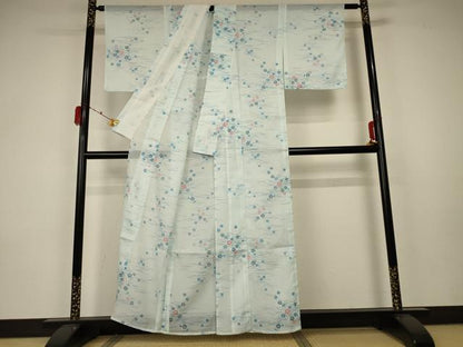 平和屋着物＊夏物 小紋 絽 芝桜文 洗える着物 AABA2868jd