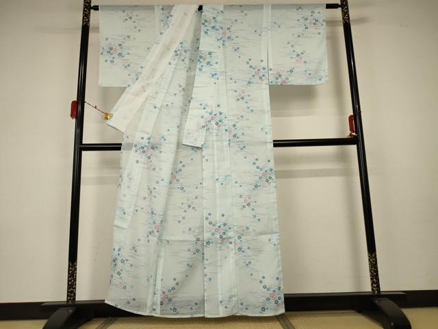 平和屋着物＊夏物 小紋 絽 芝桜文 洗える着物 AABA2868jd