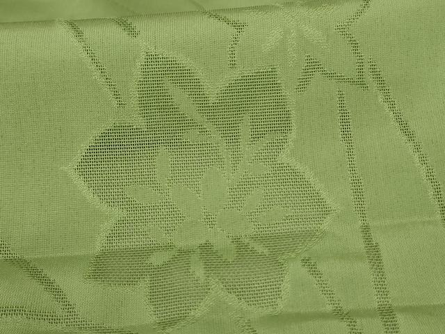 平和屋着物＊夏物 色無地 草花紋紗 苗色 正絹 逸品 未使用 AABA2869jd