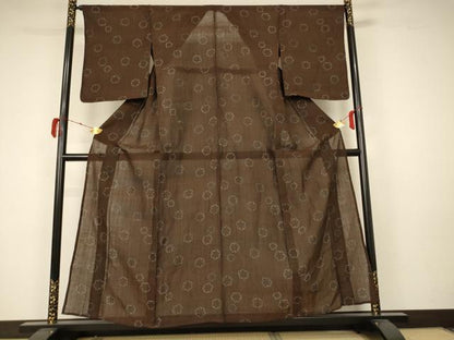 平和屋着物＊夏物　小千谷ちぢみ　舞花文　麻　逸品　未使用　AABA2870jd