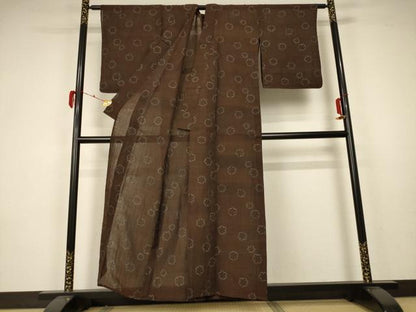 平和屋着物＊夏物　小千谷ちぢみ　舞花文　麻　逸品　未使用　AABA2870jd