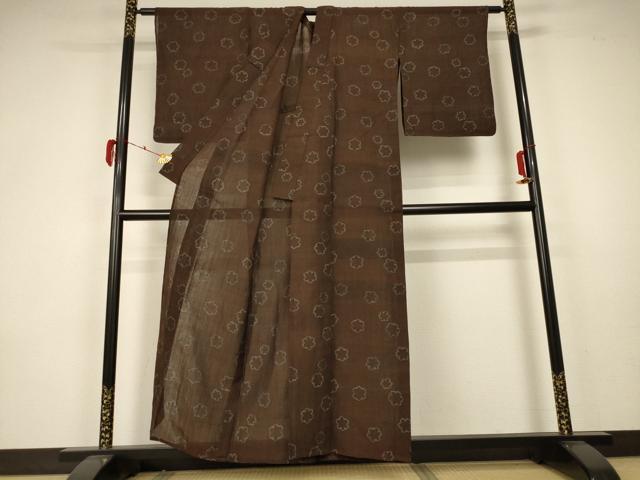 平和屋着物＊夏物　小千谷ちぢみ　舞花文　麻　逸品　未使用　AABA2870jd