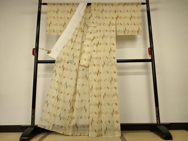 平和屋着物＊夏物 小紋 紗 絣文 正絹 逸品 AABA2871jd