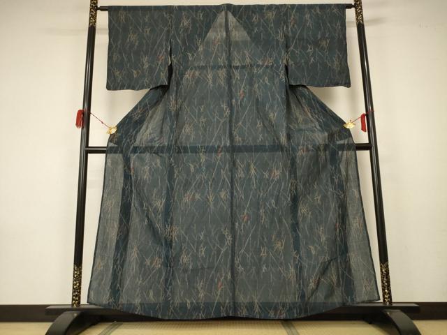 平和屋着物＊夏物 小千谷ちぢみ 敷松葉 麻 逸品 AABA2872jd