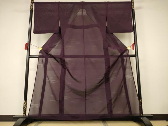 平和屋着物＊夏物 色無地 紗 似せ紫色 正絹 逸品 AABA2873jd