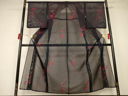 平和屋着物＊夏物 小紋 紗 草花文 正絹 逸品 未使用 AABA2874jd