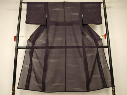 平和屋着物＊夏物 色無地 霞紋紗 黒鳶色 正絹 逸品 AABA2876jd