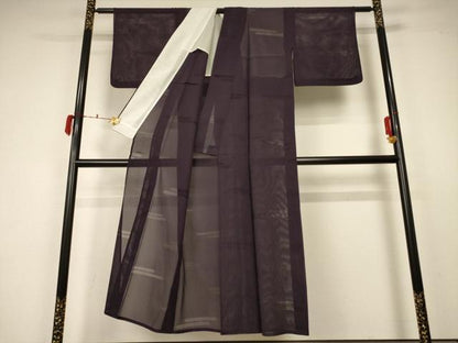 平和屋着物＊夏物 色無地 霞紋紗 黒鳶色 正絹 逸品 AABA2876jd