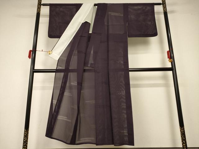 平和屋着物＊夏物 色無地 霞紋紗 黒鳶色 正絹 逸品 AABA2876jd