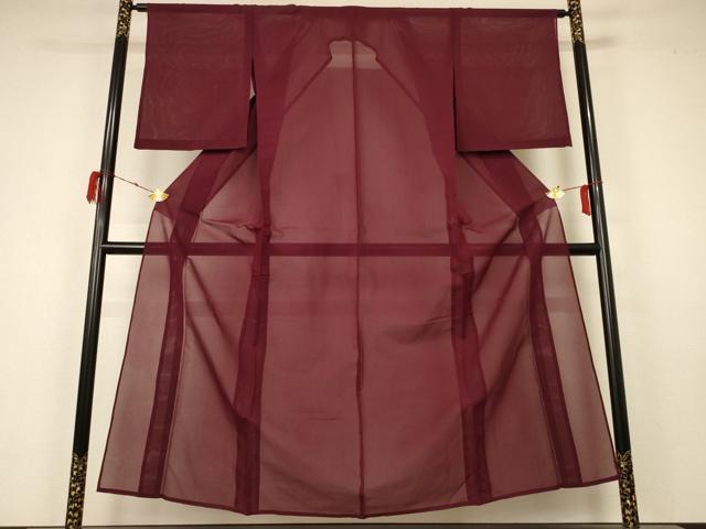 平和屋着物＊夏物 色無地 縦絽 葡萄茶色 正絹 逸品 AABA2879jd