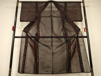 平和屋着物＊夏物 小紋 紗 舞葉文 正絹 逸品 未使用 AABA2880jd