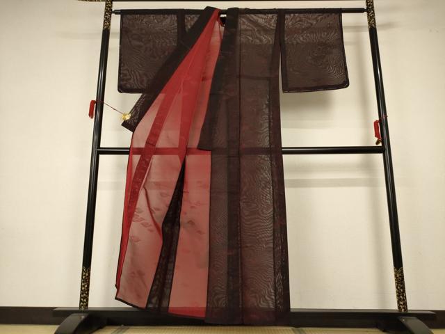 平和屋着物＊夏物 小紋 紗 舞葉文 正絹 逸品 未使用 AABA2880jd