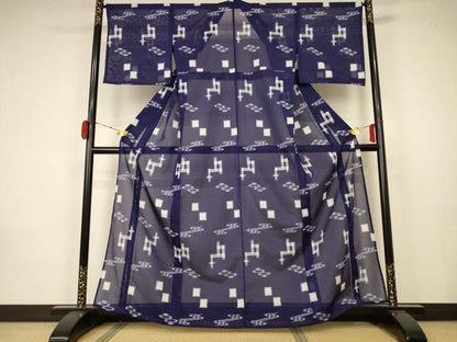 平和屋着物＊夏物 小紋 絽 絣文様 正絹 逸品 AABA2887jd