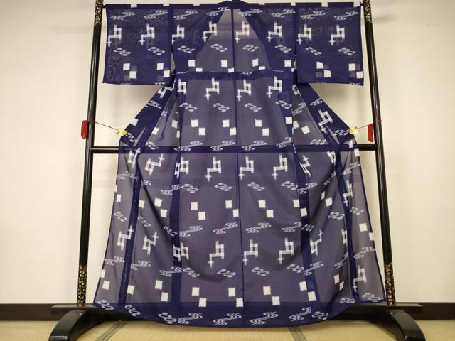 平和屋着物＊夏物 小紋 絽 絣文様 正絹 逸品 AABA2887jd