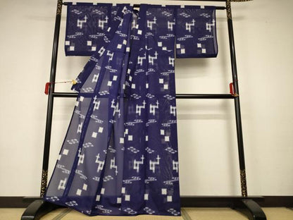 平和屋着物＊夏物 小紋 絽 絣文様 正絹 逸品 AABA2887jd