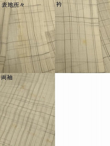 平和屋着物＊夏物　小千谷ちぢみ　格子　麻　逸品　AABA2891jd