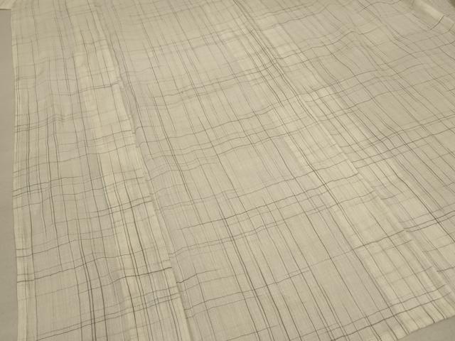 平和屋着物＊夏物　小千谷ちぢみ　格子　麻　逸品　AABA2891jd