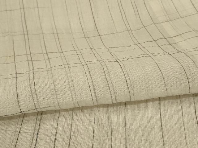 平和屋着物＊夏物　小千谷ちぢみ　格子　麻　逸品　AABA2891jd