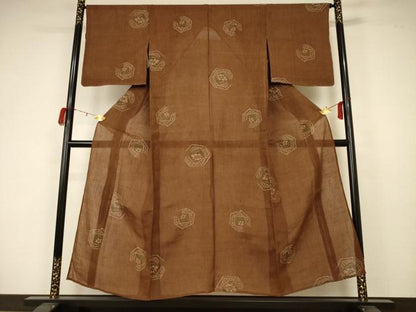 平和屋着物＊夏物 小千谷ちぢみ 亀甲花文 麻 逸品 未使用 AABA2900jd