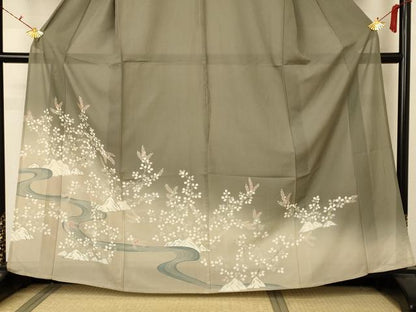 平和屋着物＊夏物 訪問着 絽 流水草花文 正絹 逸品 AABA2905jd