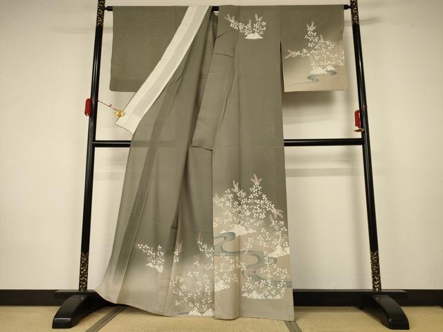 平和屋着物＊夏物 訪問着 絽 流水草花文 正絹 逸品 AABA2905jd
