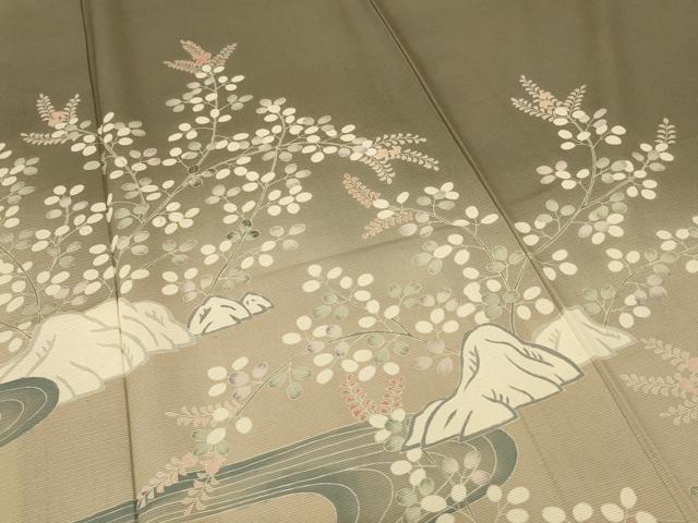 平和屋着物＊夏物 訪問着 絽 流水草花文 正絹 逸品 AABA2905jd
