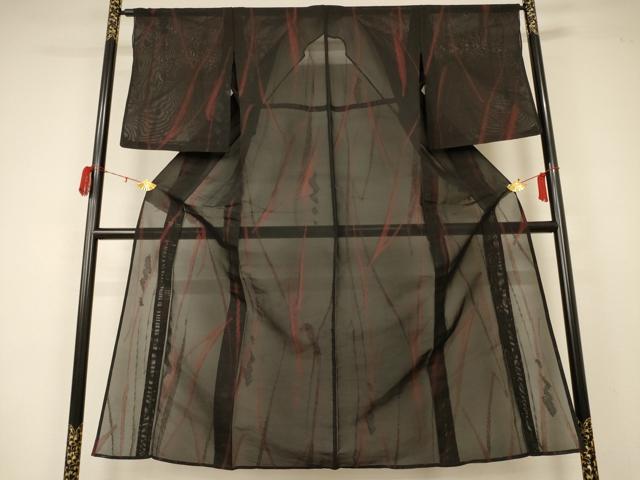 平和屋着物＊夏物 小紋 紗 流線文 正絹 逸品 AABA2907jd
