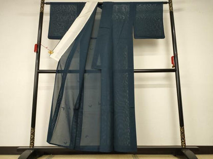 平和屋着物＊夏物 色無地 絽 舞蝶紋紗 褐返色 正絹 逸品 AABA2909jd