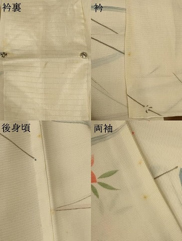 平和屋着物＊夏物 小紋 絽 草花文 正絹 逸品 AABA2910jd
