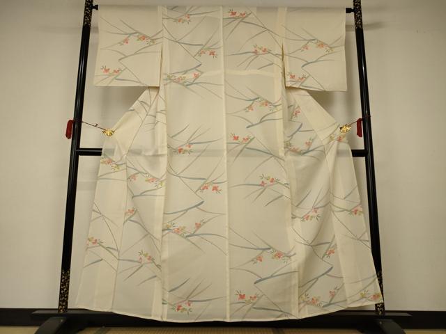平和屋着物＊夏物 小紋 絽 草花文 正絹 逸品 AABA2910jd