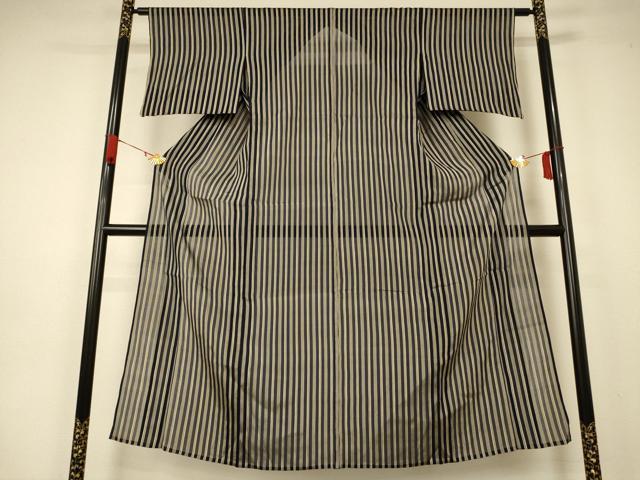 平和屋着物＊夏物 小紋 紗 縞 正絹 逸品 AABA2913jd