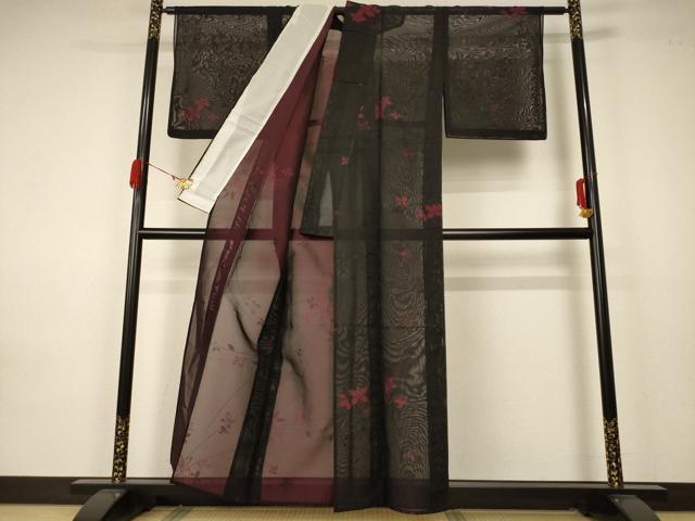 平和屋着物＊夏物 小紋 紗 草花文 正絹 逸品 AABA2915jd