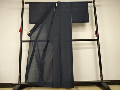 平和屋着物＊夏物 色無地 流水立波紋紗 褐返色 正絹 逸品 AABA2916jd