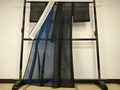 平和屋着物＊夏物 小紋 紗 草葉文 正絹 逸品 AABA2917jd