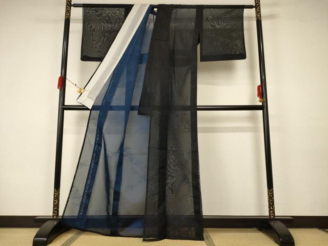 平和屋着物＊夏物 小紋 紗 草葉文 正絹 逸品 AABA2917jd